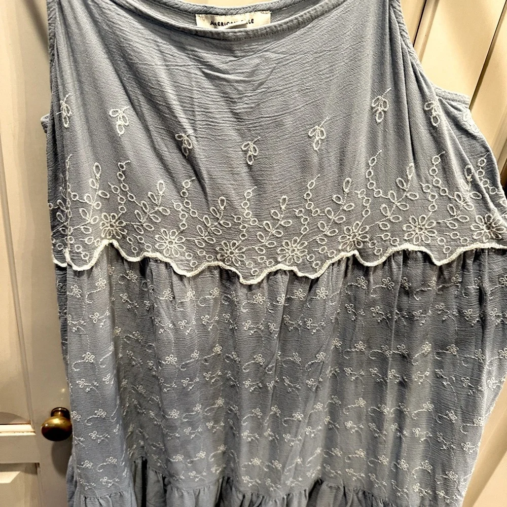Charming American Eagle Embroidered Dress - Light Blue - Picture 2 of 6